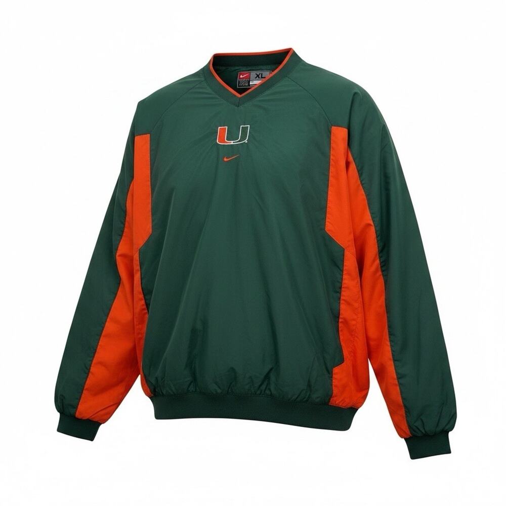 Nike University of Miami Hurricanes Vintage Windbreaker Pullover Size XL